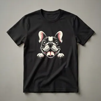 Funny French Bulldog Peeking Dog Graphic T-Shirt for Dog Lovers