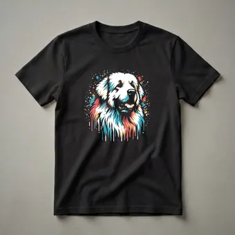 Great Pyrenees Dog Paint Splatter Graphic T-Shirt for Dog Lovers
