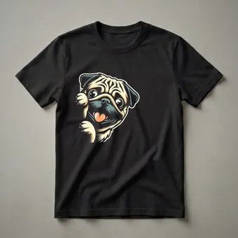 Funny Pug Peeking Graphic T-Shirt for Dog Lovers