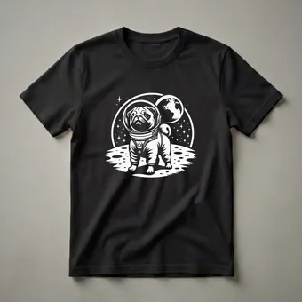 Pug Astronaut Graphic T-Shirt for Dog Lovers and Space Enthusiasts