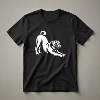 Funny Pug Downward Dog Yoga Pose Graphic T-Shirt for Dog Lovers