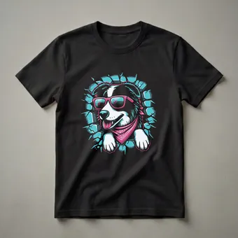 Border Collie Dog Wearing Sunglasses Graphic T-Shirt for Dog Lovers