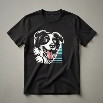 Funny Border Collie Peeking Dog Graphic T-Shirt for Dog Lovers