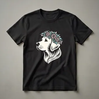 Floral Labrador Retriever Dog Flower Crown Graphic T-Shirt for Dog