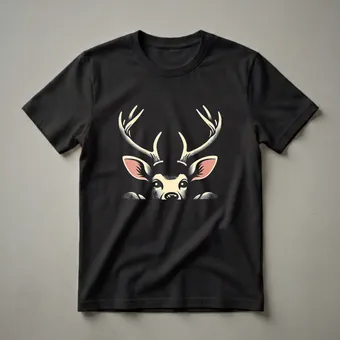 Cute Deer Peeking Graphic T-Shirt for Wildlife Lovers