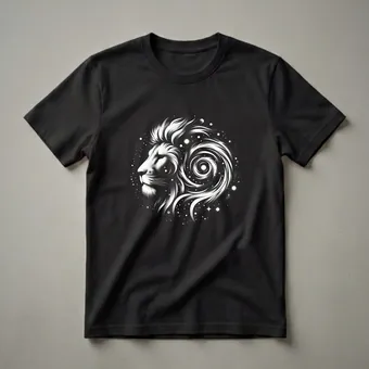 Majestic Lion Head Cosmic Swirl Graphic T-Shirt for Wildlife Lovers