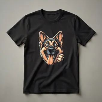 Funny German Shepherd Peeking Dog Graphic T-Shirt for Dog Lovers