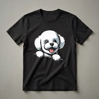 Funny Bichon Frise Peeking Dog Graphic T-Shirt for Dog Lovers