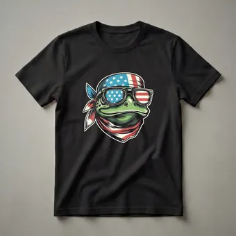 American Flag Frog Graphic T-Shirt for Patriotic Animal Lovers Green