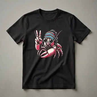 Peace Sign Crawfish Graphic T-Shirt for Fitness Enthusiasts