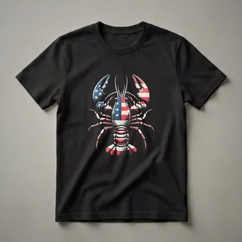 American Flag Crawfish Graphic T-Shirt for Patriotic Seafood Lovers