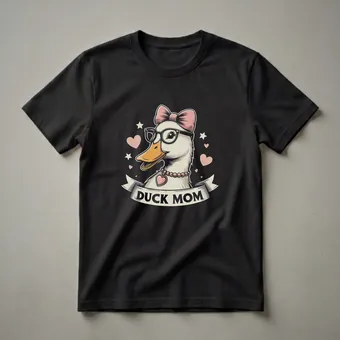 Duck Mom Heart Graphic T-Shirt for Women Who Love Ducks