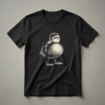 Fluffy Baby Duckling Vintage Art Graphic T-Shirt for Animal Lovers
