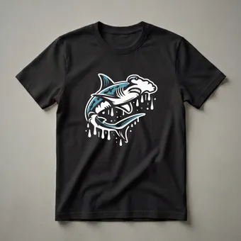 Hammerhead Shark Drip Art Graphic T-Shirt for Ocean Lovers