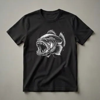 Fierce Piranha Open Jaw Graphic T-Shirt for Anglers and Fish Fans