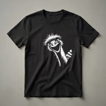 Funny Emu Peeking Graphic T-Shirt for Animal Humor Lovers