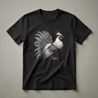 Crowned Rooster Graphic Art T-Shirt for Wildlife Enthusiasts
