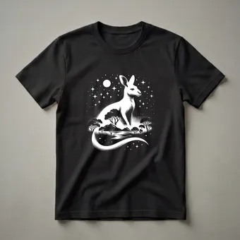 Kangaroo Under the Stars Graphic T-Shirt for Wildlife Lovers