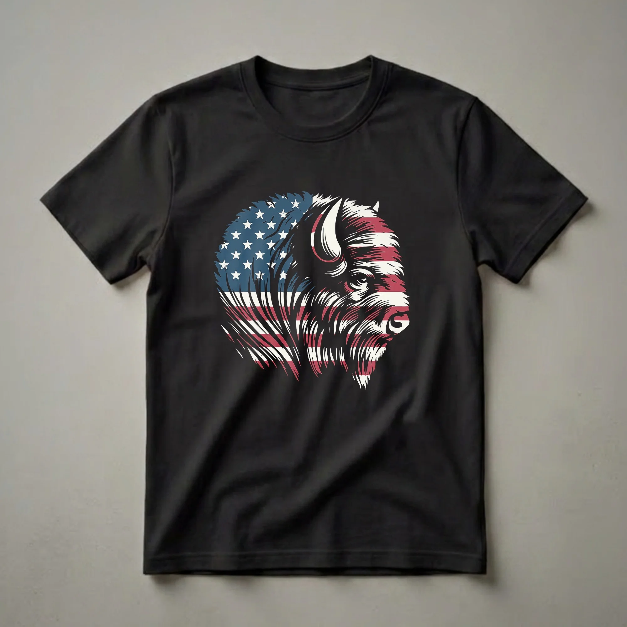 American Bison Flag Graphic T-Shirt for Heritage Proud Individuals