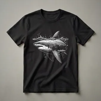Great White Shark Vintage Engraving Graphic T-Shirt for Ocean Lovers