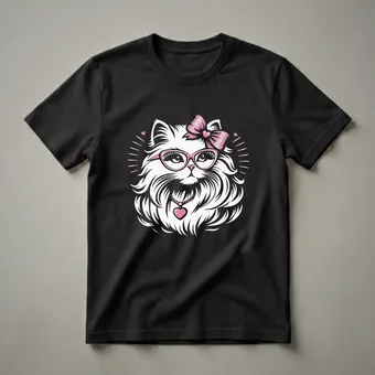 Ragdoll Cat With Pink Glasses Graphic T-Shirt for Cat Lovers