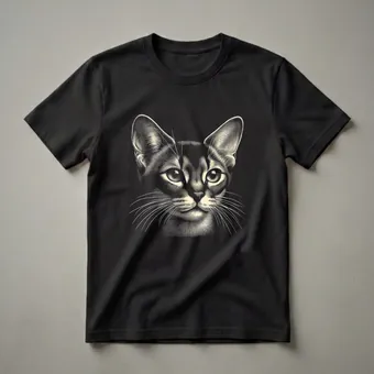 Vintage Abyssinian Cat Portrait Graphic T-Shirt for Cat Lovers