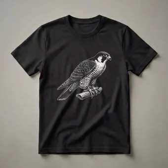 Peregrine Falcon Woodcut Style Graphic T-Shirt for Bird Lovers