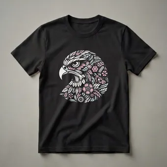 Floral Peregrine Falcon Graphic T-Shirt for Wildlife Lovers