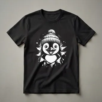 Funny Penguin Peeking Graphic T-Shirt for Animal Lovers