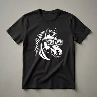 Cool Horse Wearing Sunglasses Graphic T-Shirt for Equine Lovers