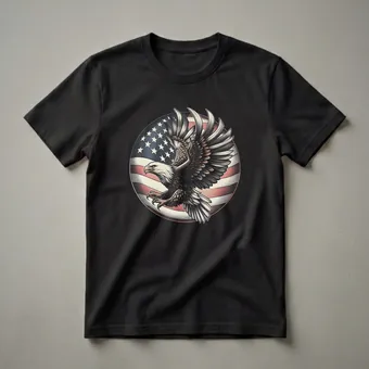 American Bald Eagle and USA Flag Graphic T-Shirt for Patriots