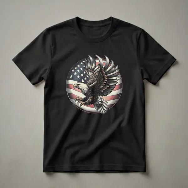 American Bald Eagle and USA Flag Graphic T-Shirt for Patriots