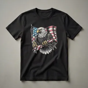 American Flag Bald Eagle Graphic T-Shirt for Patriots and July 4th