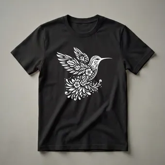 Floral Hummingbird Graphic T-Shirt for Nature Lovers and Bird Watchers