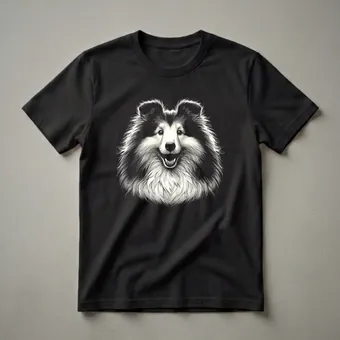 Shetland Sheepdog Sheltie Face Graphic Art T-Shirt for Dog Lovers
