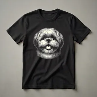 Shih Tzu Dog Face Line Art Graphic T-Shirt for Dog Lovers