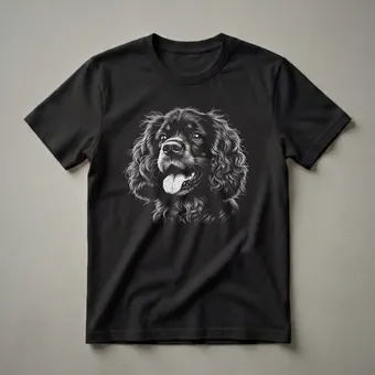 Boykin Spaniel Dog Face Scratchboard Graphic T-Shirt for Dog Lovers
