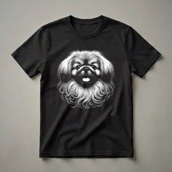 Pekingese Dog Face Line Art Graphic T-Shirt for Dog Lovers