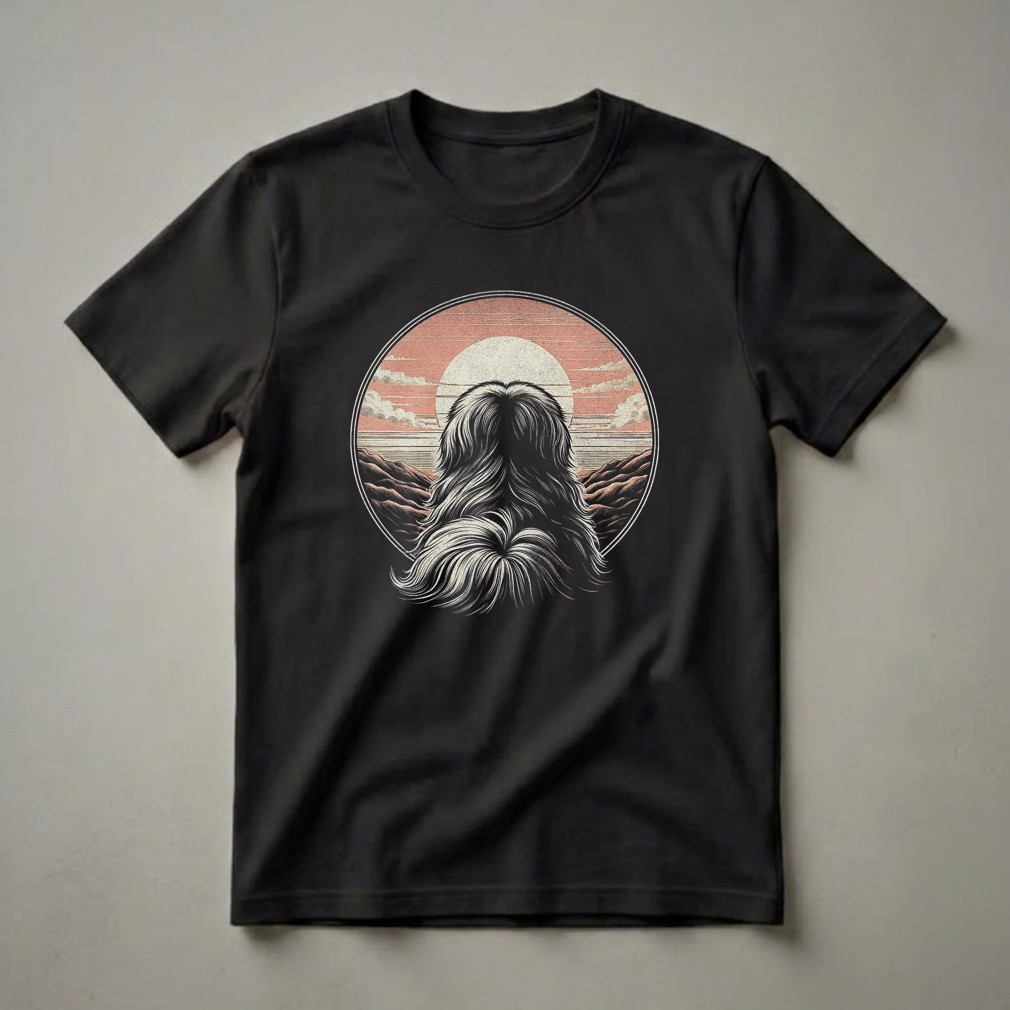 Vintage Pekingese Dog Retro Sunset Graphic T-Shirt for Dog Lovers