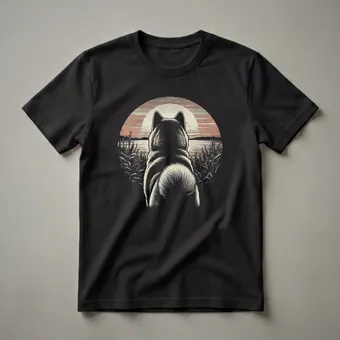 Vintage Akita Dog Retro Sunset Graphic T-Shirt for Dog Lovers