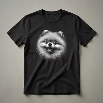 Pomeranian Dog Face Line Art Graphic T-Shirt for Dog Lovers