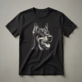 Doberman Pinscher Dog Face Line Art Graphic T-Shirt for Dog Lovers
