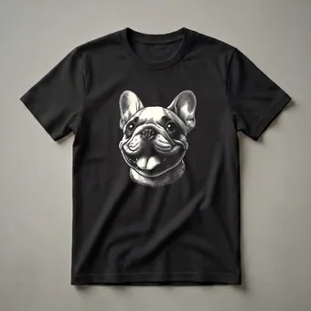 French Bulldog Vintage Scratchboard Art Graphic T-Shirt for Dog Lovers