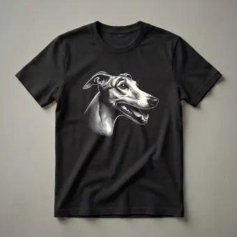 Whippet Dog Face Engraving Graphic T-Shirt for Dog Lovers