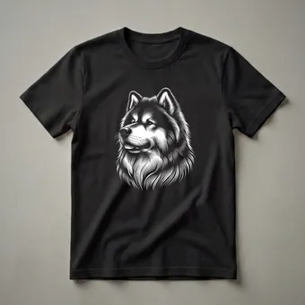 Malamute Dog Face Scratchboard Graphic T-Shirt for Dog Lovers