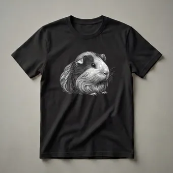 Detailed Guinea Pig Line Art Graphic T-Shirt for Pet Lovers