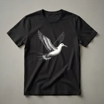 Vintage Flying Albatross Graphic Art T-Shirt for Bird Lovers