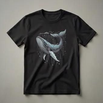 Blue Whale Graphic Art T-Shirt for Ocean Lovers and Marine Life