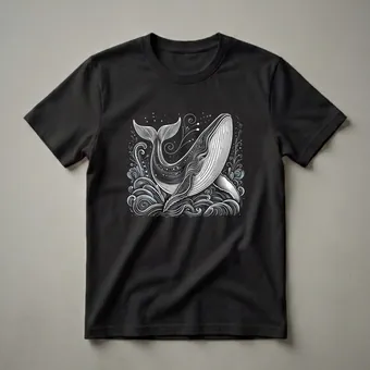 Blue Whale Ocean Waves Graphic T-Shirt for Marine Life Lovers