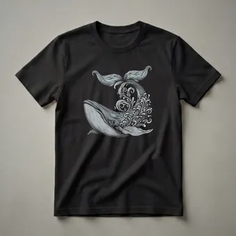 Blue Whale Linework Graphic T-Shirt for Ocean and Marine Life Lovers